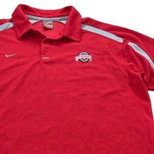 Nike Ohio‎ State Buckeyes Polo Shirt XL Mens Dri-FIT Athletic Red Gray